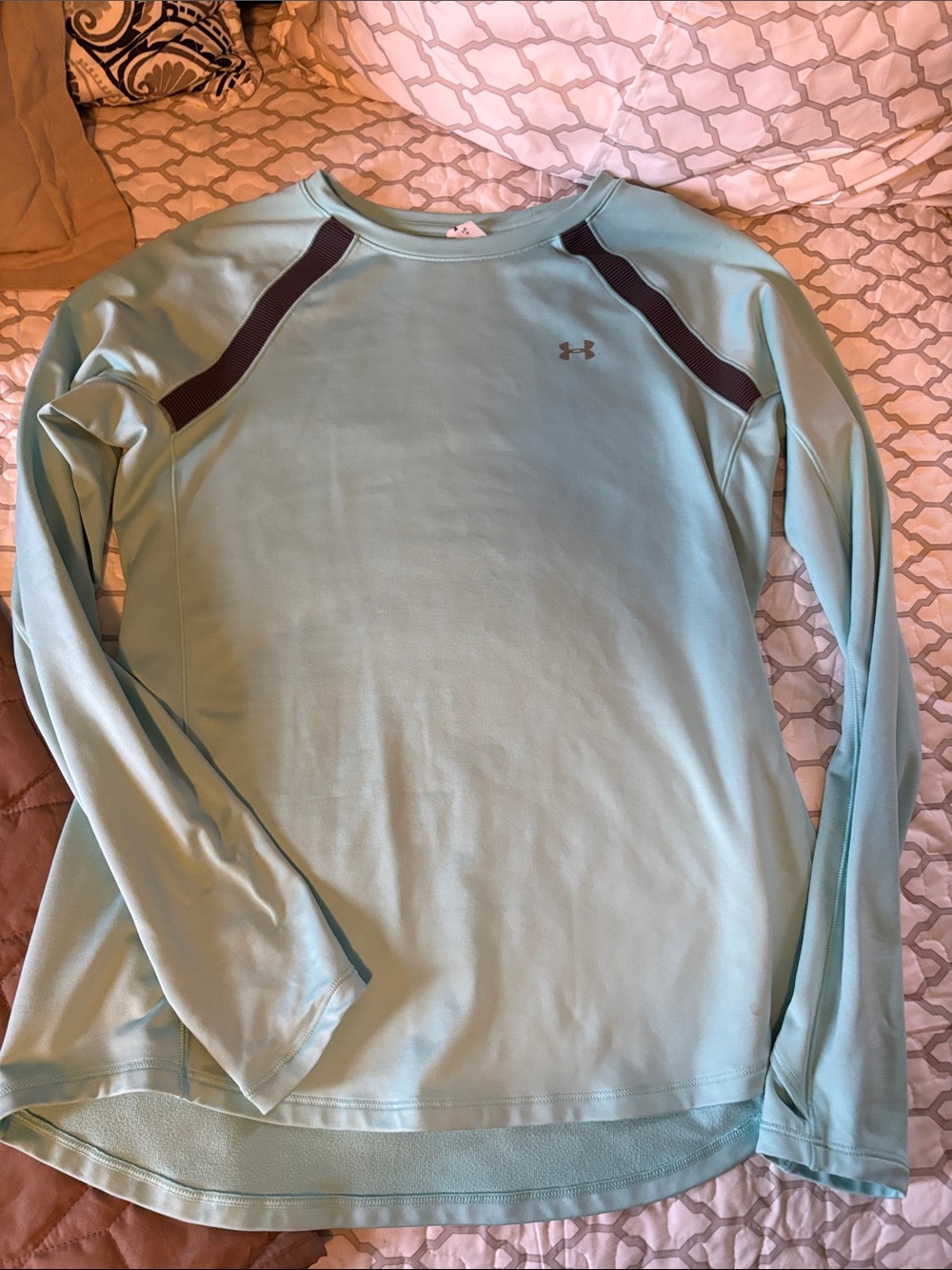 Under Armour Aqua Long Sleeve Performance Shirt with Navy Accents